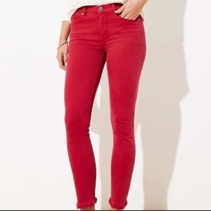 LOFT Frayed Skinny Jeans in Rio Red